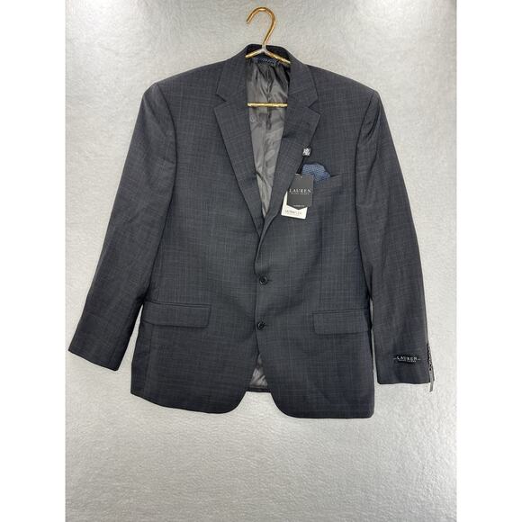 Lauren Ralph Lauren Mens Lancaster Suit Jacket Gray Wool Blend Stretch 44L New - Picture 4 of 12